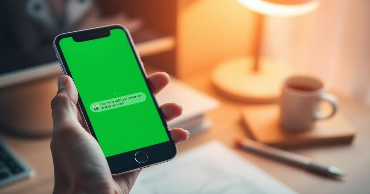 هاتف يعرض محادثة دعم قصيرة