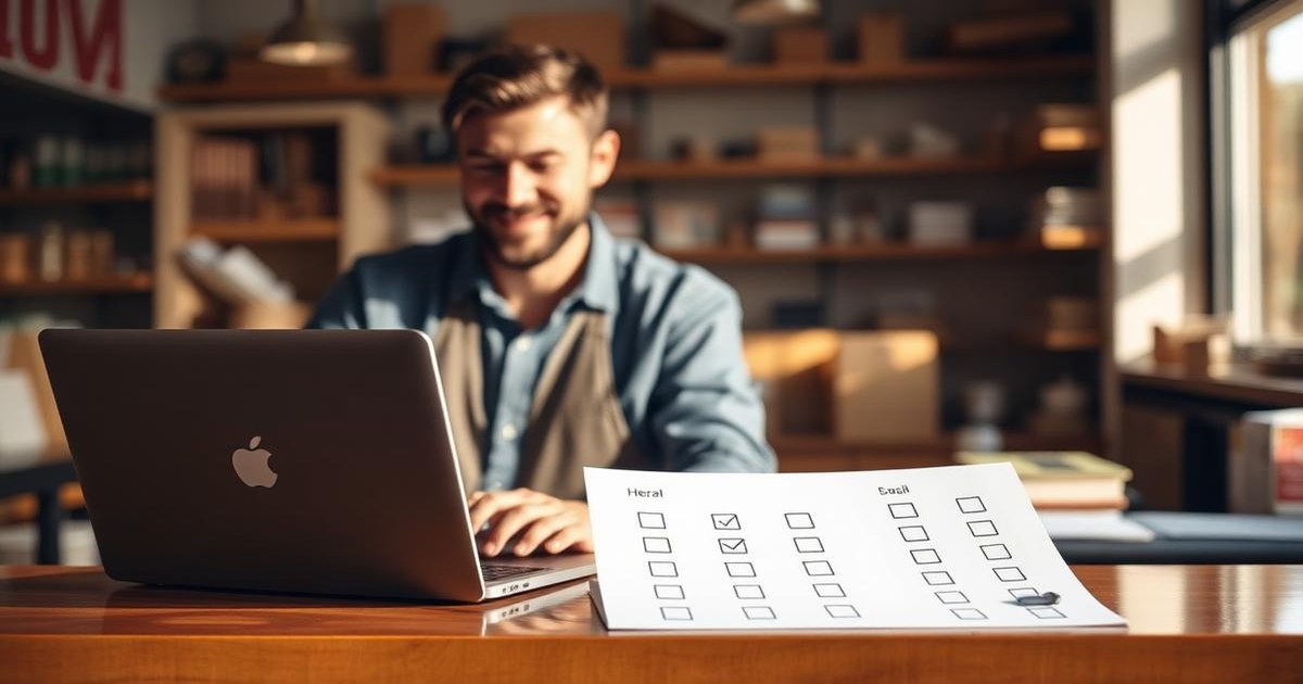 قائمة تحقق على شاشة مع أيقونات موقع إلكتروني